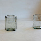 Vaso chico de vidrio cortado espigas transparente
