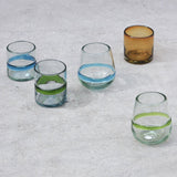 Vaso bajo de vidrio soplado color ámbar