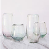 Vasos de vidrio soplado diamante alto con efecto lustre