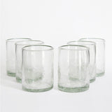 Vasos old fashioned de vidrio transparente con efecto craquelado