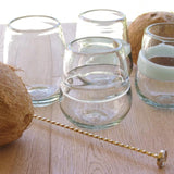Vaso wolis en vidrio soplado transparente con banda transparente