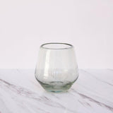 Vaso de vidrio soplado diamante bajo transparente