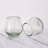 Vasos de vidrio soplado diamante bajo transparente