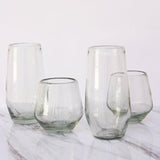 Vasos de vidrio soplado diamante bajo transparente