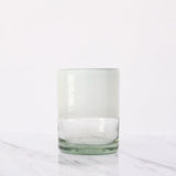 Vasos old fashioned de vidrio soplado borde color blanco y base transparente