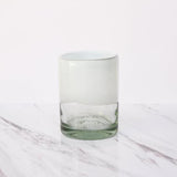 Vasos old fashioned de vidrio soplado borde color blanco y base transparente
