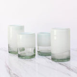 Vaso altos de vidrio soplado transparente con blanco difuminado