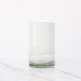 Vaso altos de vidrio soplado transparente con blanco difuminado