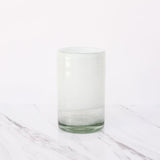 Vaso altos de vidrio soplado transparente con blanco difuminado