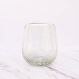 Vaso wolis en vidrio soplado transparente con efecto craquelado