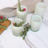 Vaso altos de vidrio soplado transparente con blanco difuminado