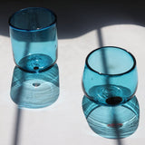 Vaso de vidrio soplado coleccion KIIN turquesa punto rojo
