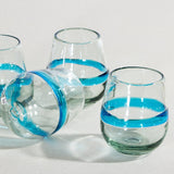 Vaso_Wolis_de_Vidrio_Reciclado_Transparente_Banda_Turquesa