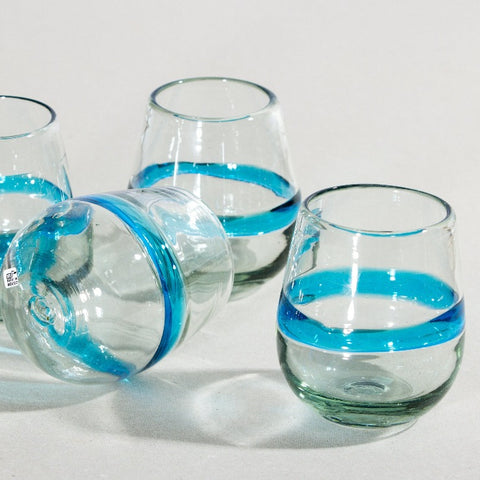 Vaso_Wolis_de_Vidrio_Reciclado_Transparente_Banda_Turquesa