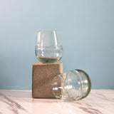 Vasos wolis en vidrio soplado transparente con banda transparente