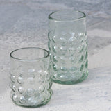 Vaso bajo de vidrio soplado transparente efecto bolitas