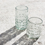 Vaso bajo de vidrio soplado transparente efecto bolitas